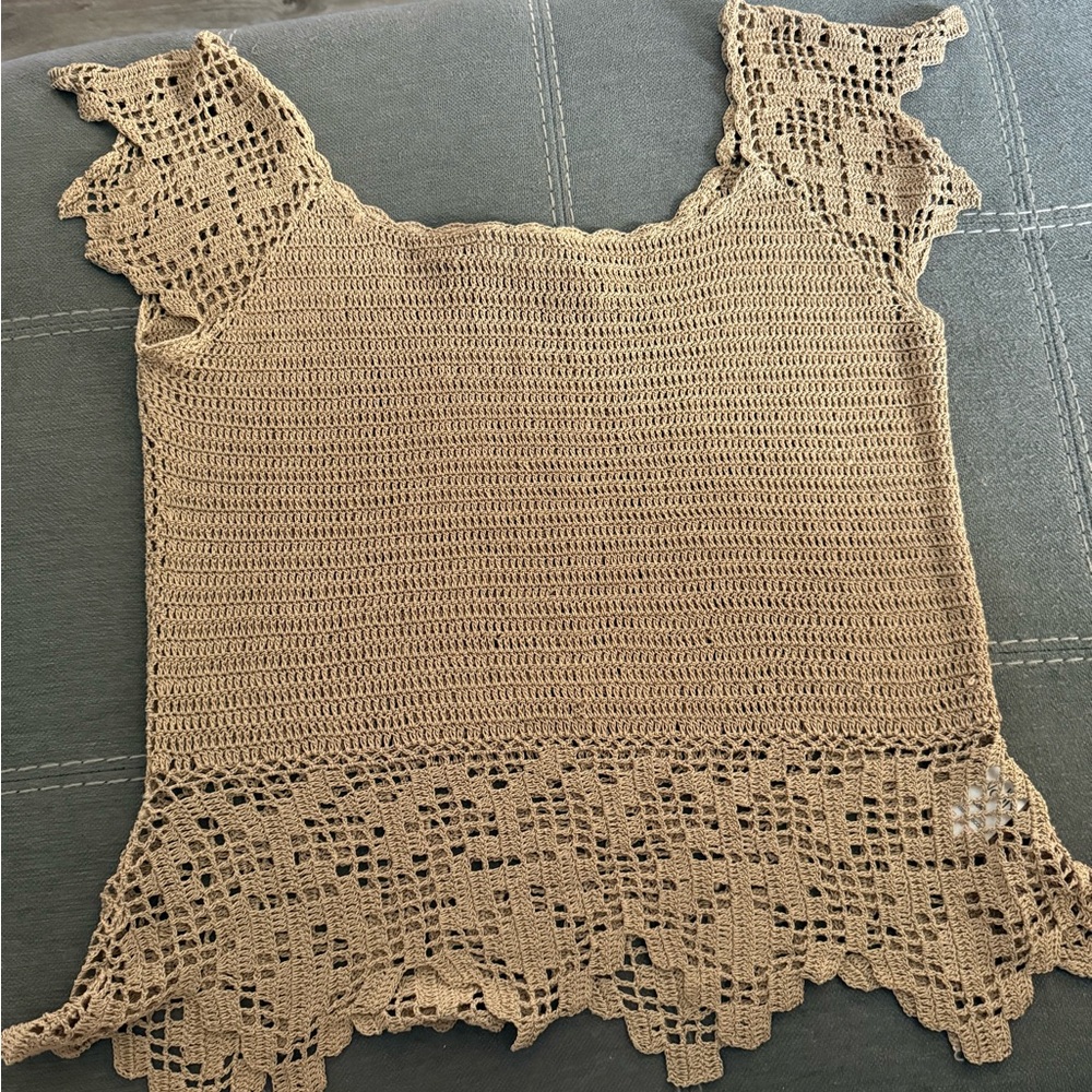 Wallis Crochet Lace Beige Tank Top